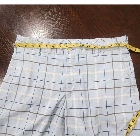 Nike Golf Dri-Fit Men's Performance Blue Plaid Stretch Bermuda Shorts Sz 32x12 - Picture 10 of 12